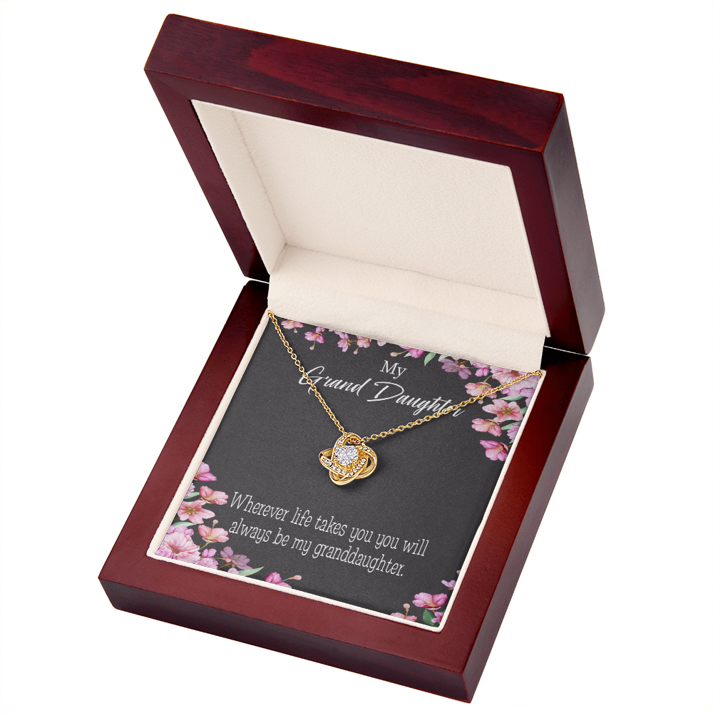 To My Granddaughter Wherever Life Infinity Knot Necklace Message Card-Express Your Love Gifts