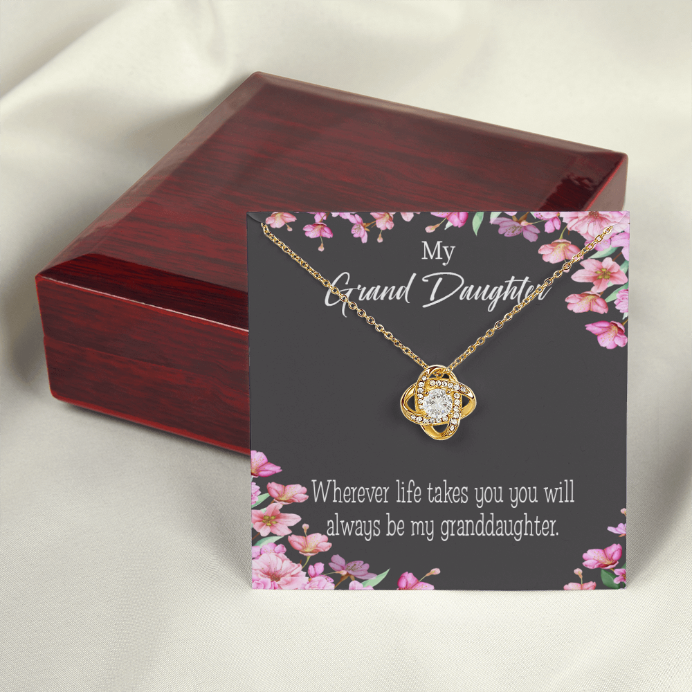 To My Granddaughter Wherever Life Infinity Knot Necklace Message Card-Express Your Love Gifts