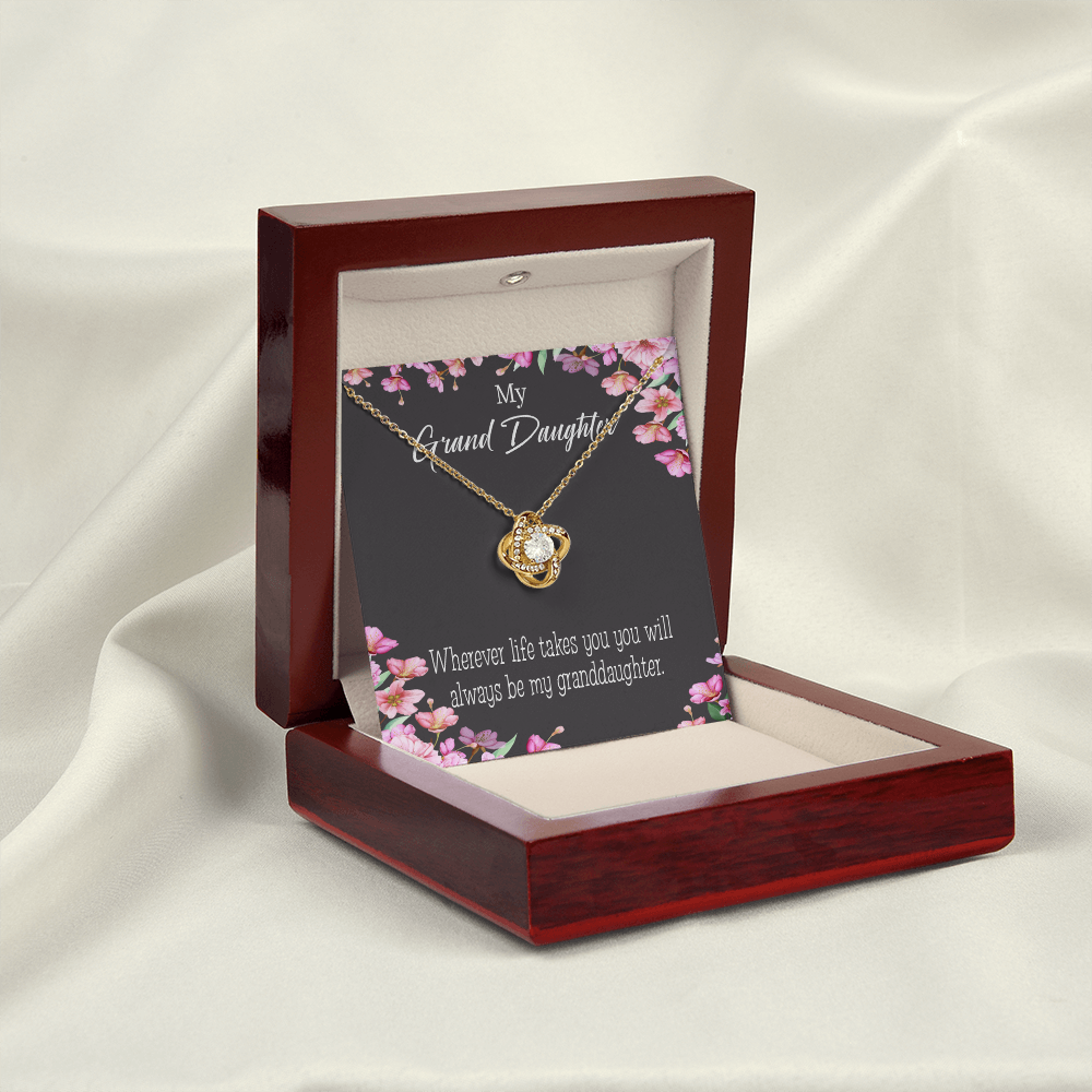 To My Granddaughter Wherever Life Infinity Knot Necklace Message Card-Express Your Love Gifts