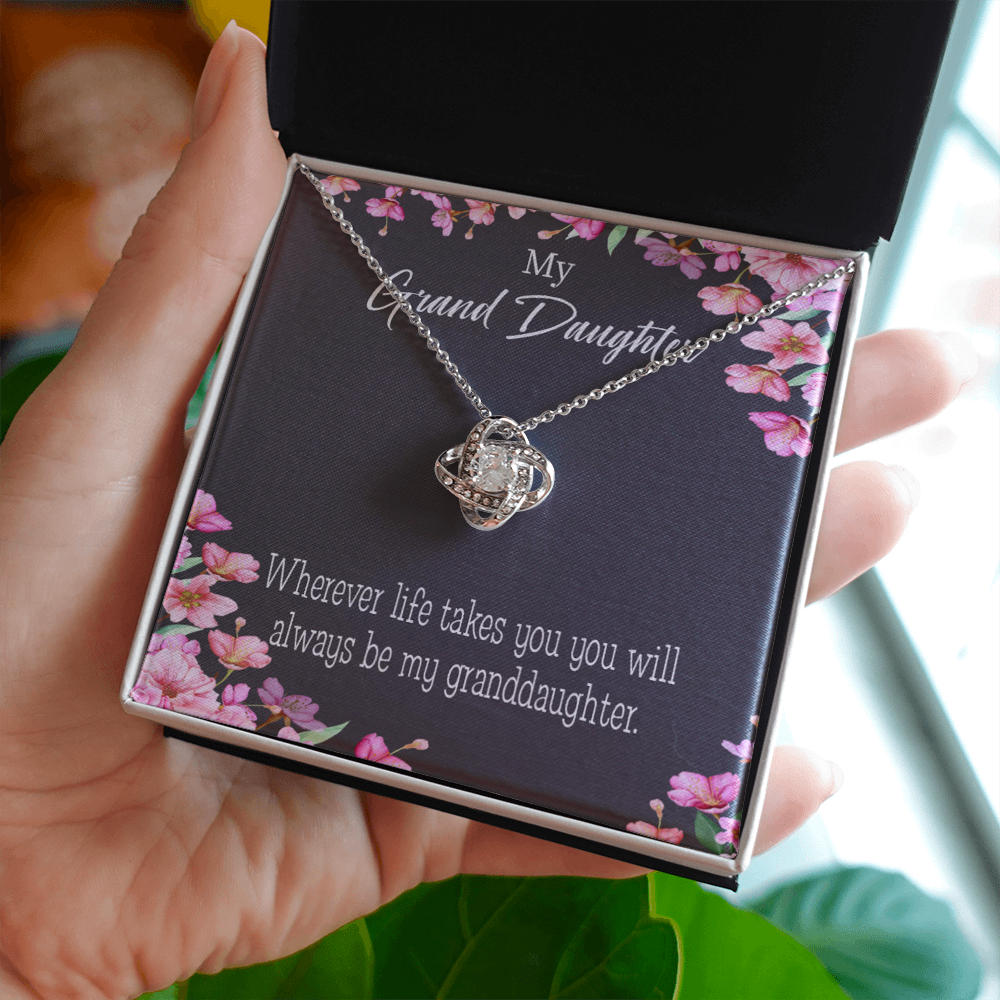 To My Granddaughter Wherever Life Infinity Knot Necklace Message Card-Express Your Love Gifts