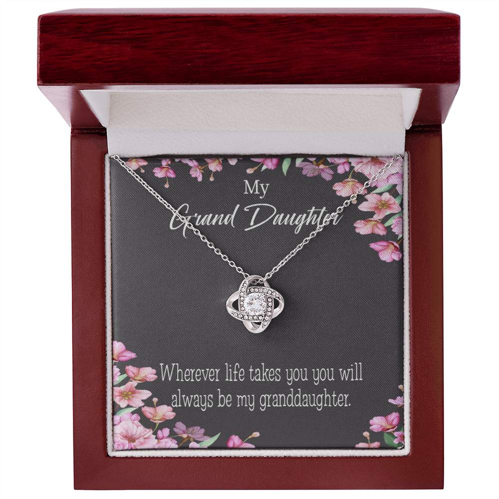 To My Granddaughter Wherever Life Infinity Knot Necklace Message Card-Express Your Love Gifts