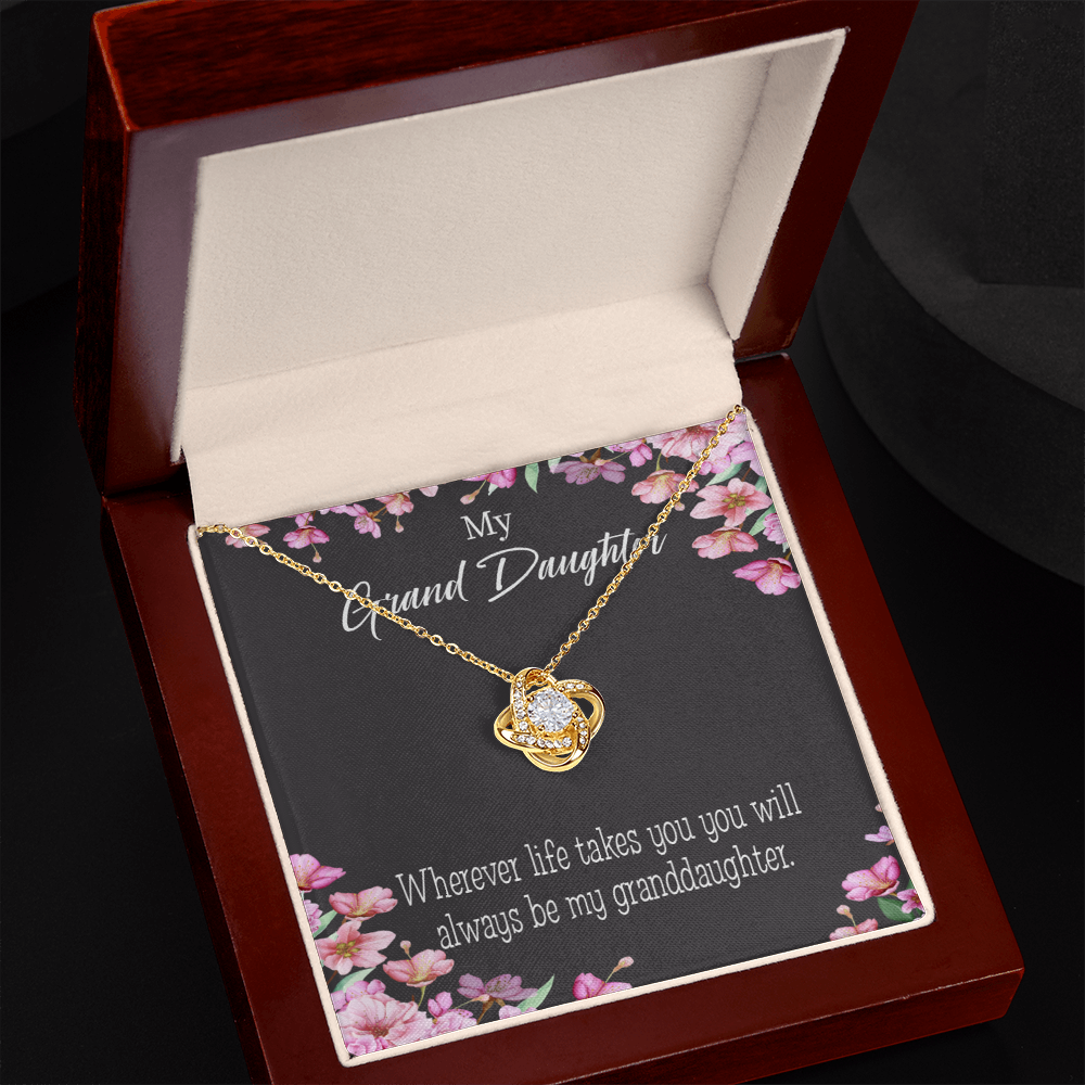 To My Granddaughter Wherever Life Infinity Knot Necklace Message Card-Express Your Love Gifts
