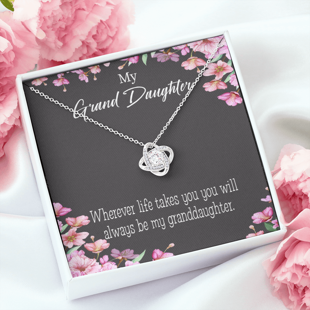To My Granddaughter Wherever Life Infinity Knot Necklace Message Card-Express Your Love Gifts