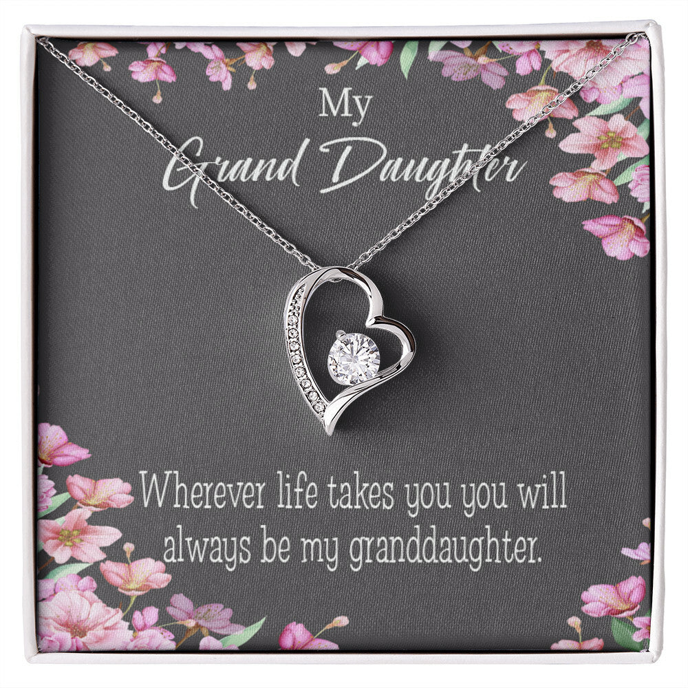 To My Granddaughter Wherever Life Takes You Forever Necklace w Message Card-Express Your Love Gifts