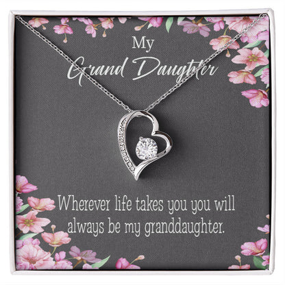 To My Granddaughter Wherever Life Takes You Forever Necklace w Message Card-Express Your Love Gifts