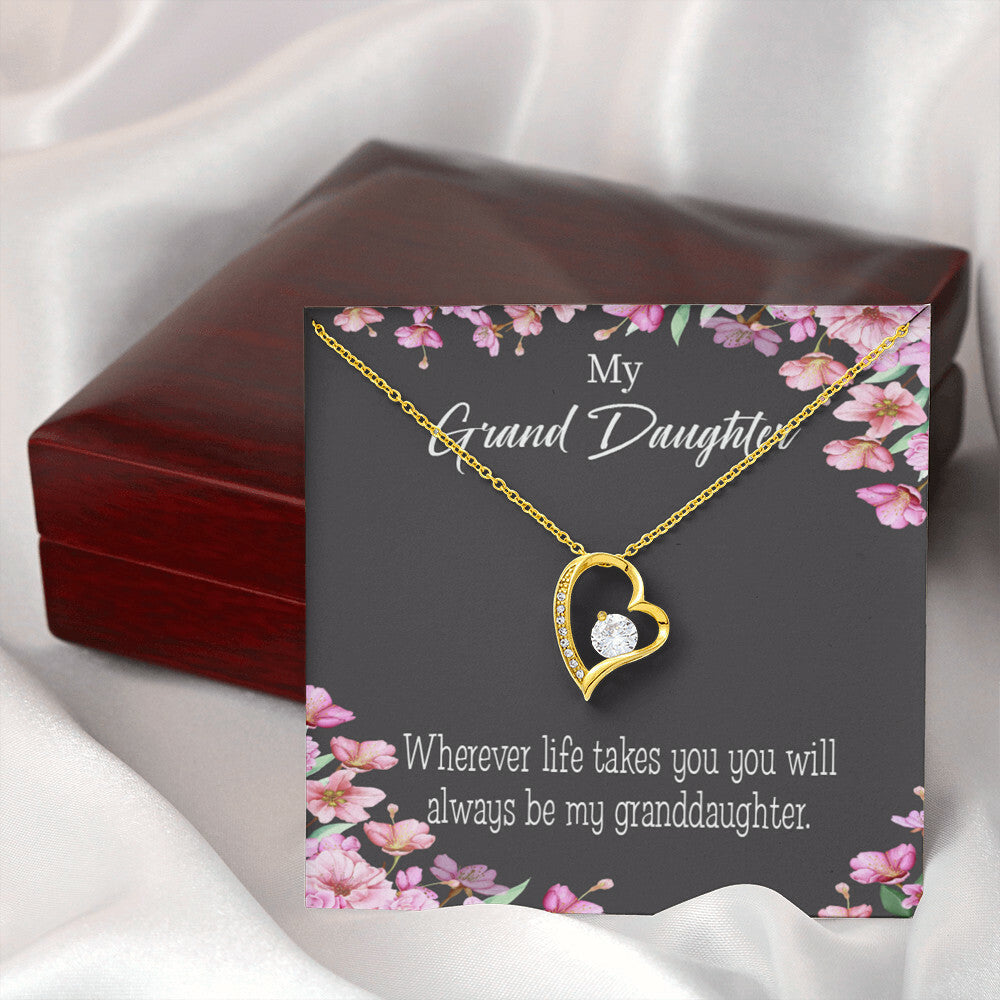 To My Granddaughter Wherever Life Takes You Forever Necklace w Message Card-Express Your Love Gifts