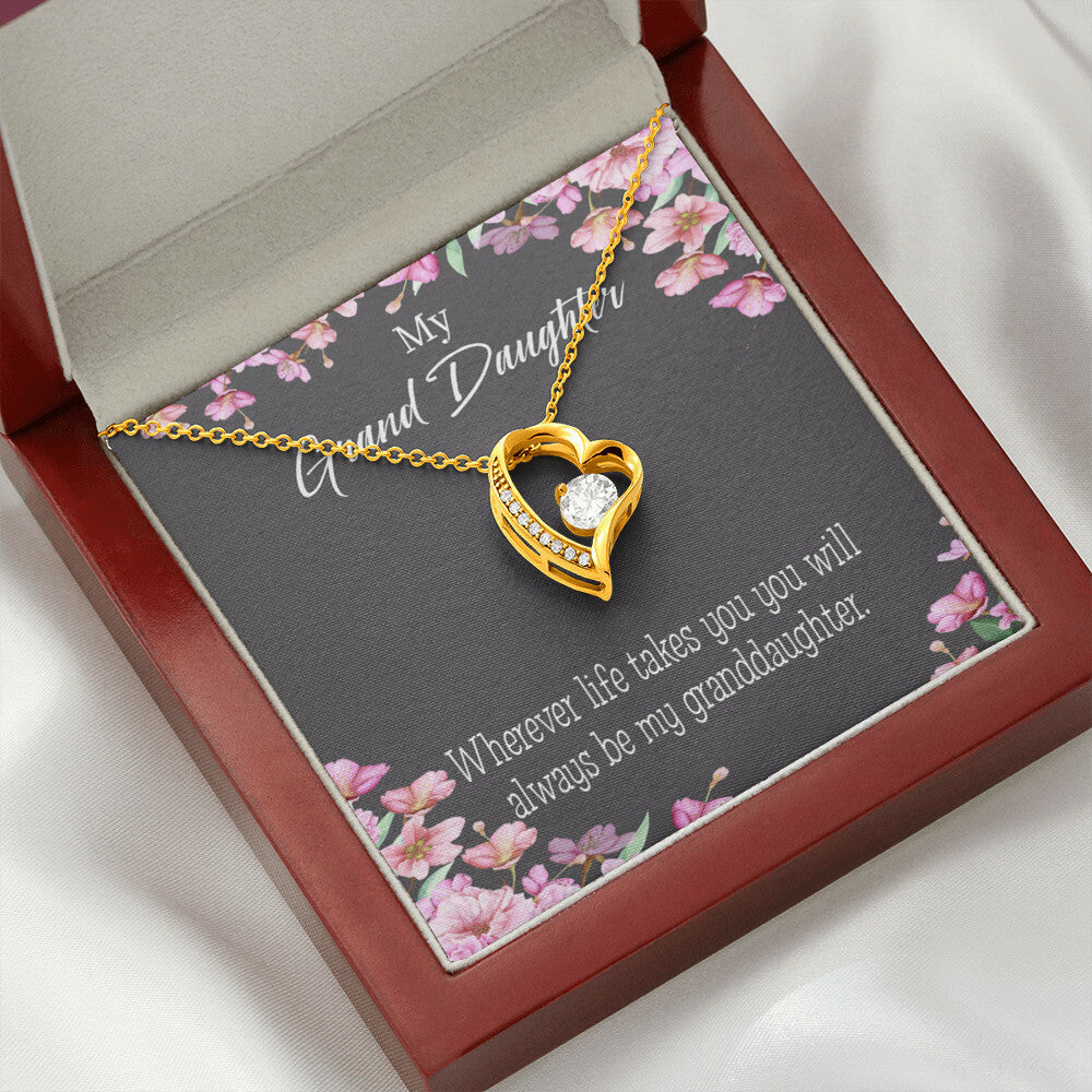 To My Granddaughter Wherever Life Takes You Forever Necklace w Message Card-Express Your Love Gifts