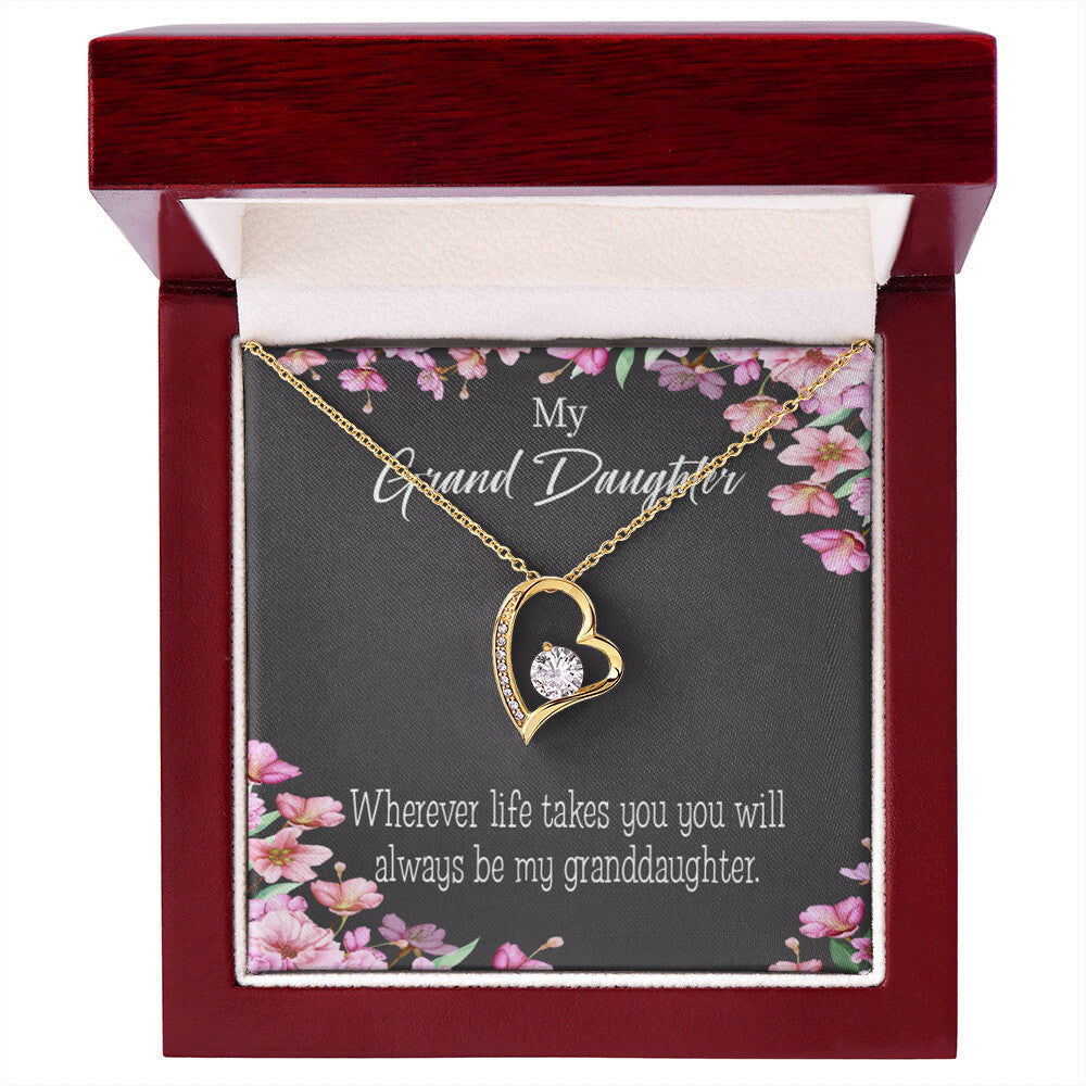 To My Granddaughter Wherever Life Takes You Forever Necklace w Message Card-Express Your Love Gifts