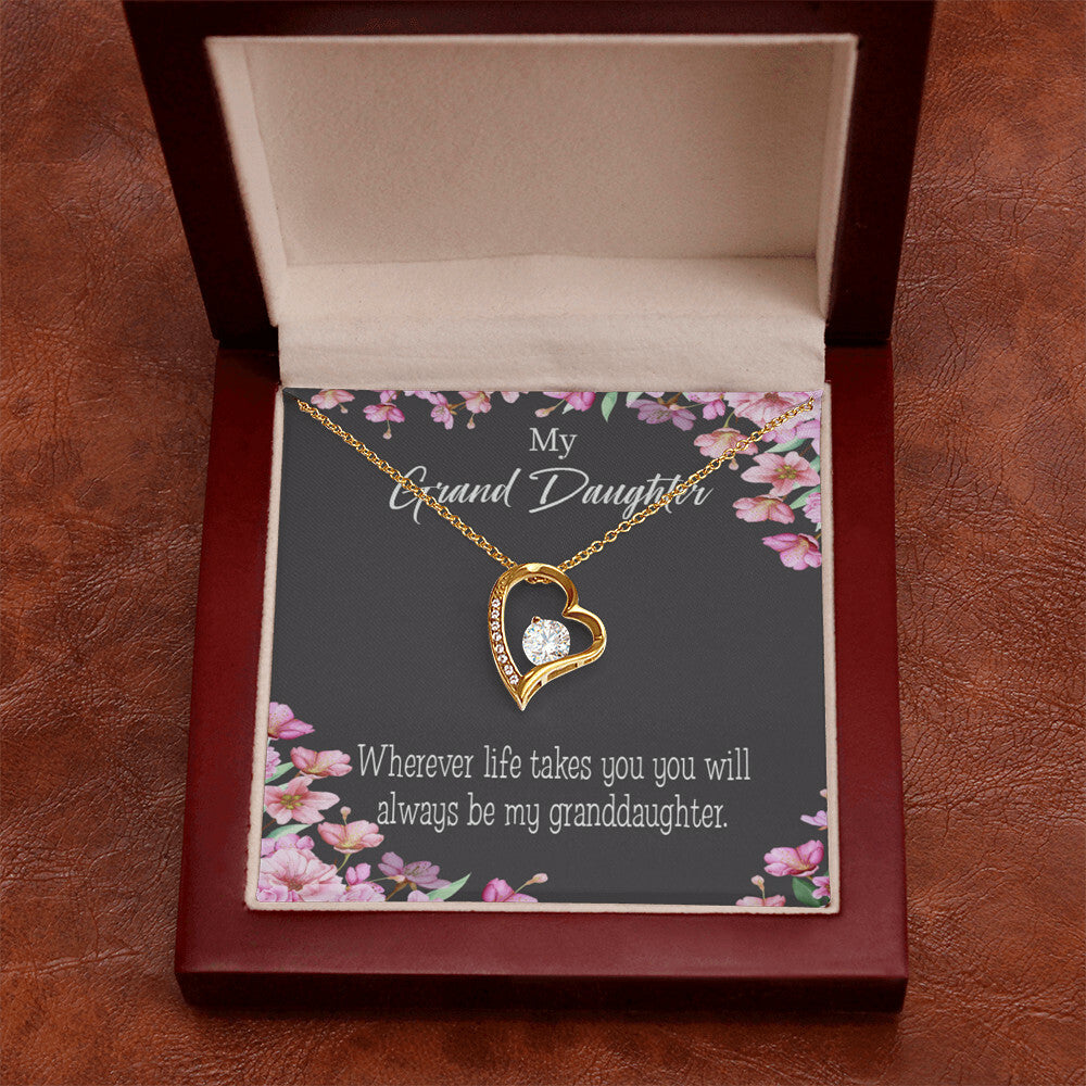 To My Granddaughter Wherever Life Takes You Forever Necklace w Message Card-Express Your Love Gifts