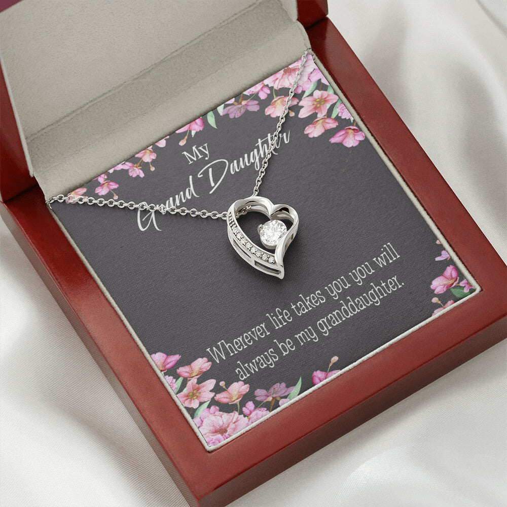 To My Granddaughter Wherever Life Takes You Forever Necklace w Message Card-Express Your Love Gifts