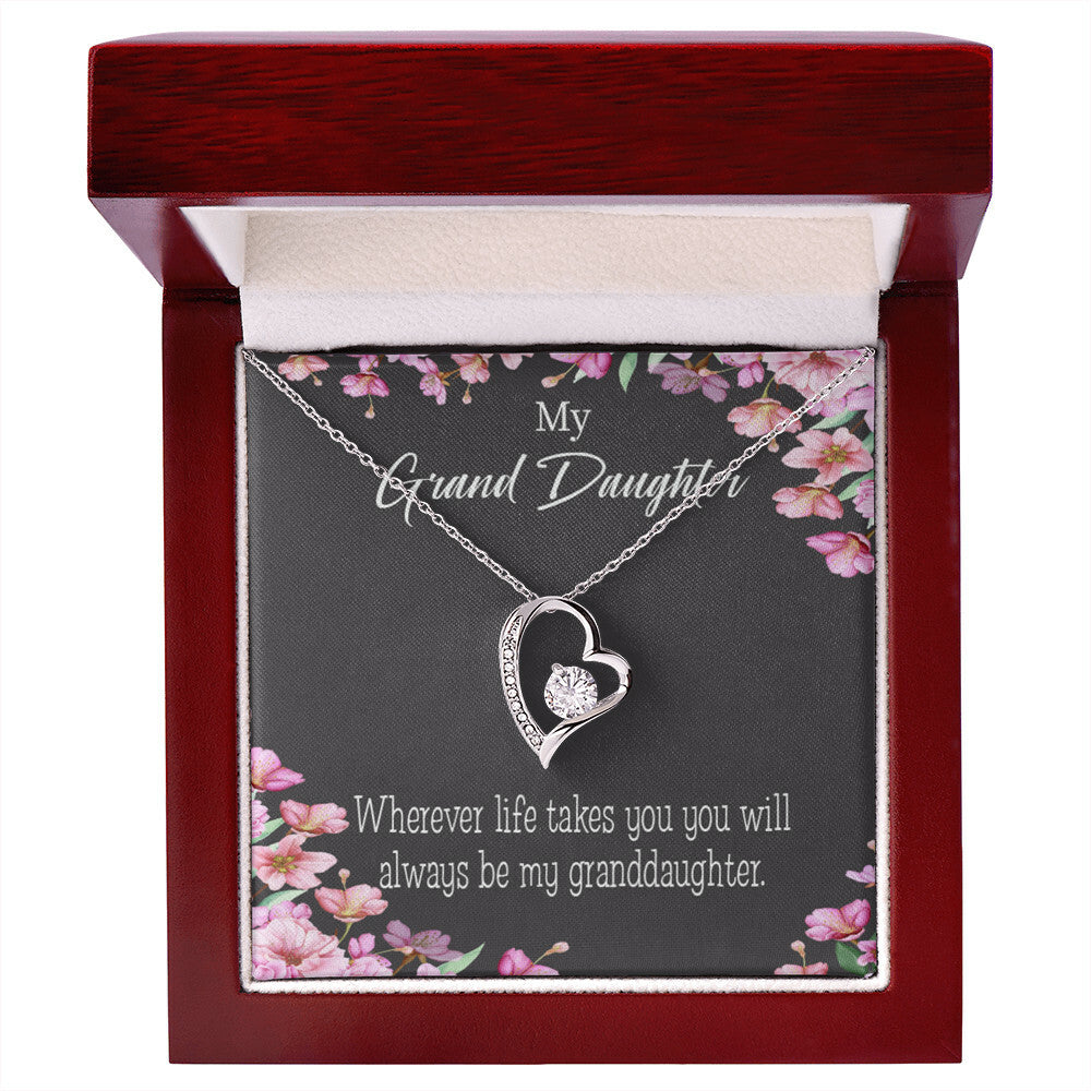 To My Granddaughter Wherever Life Takes You Forever Necklace w Message Card-Express Your Love Gifts