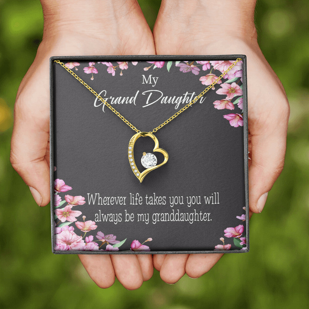 To My Granddaughter Wherever Life Takes You Forever Necklace w Message Card-Express Your Love Gifts