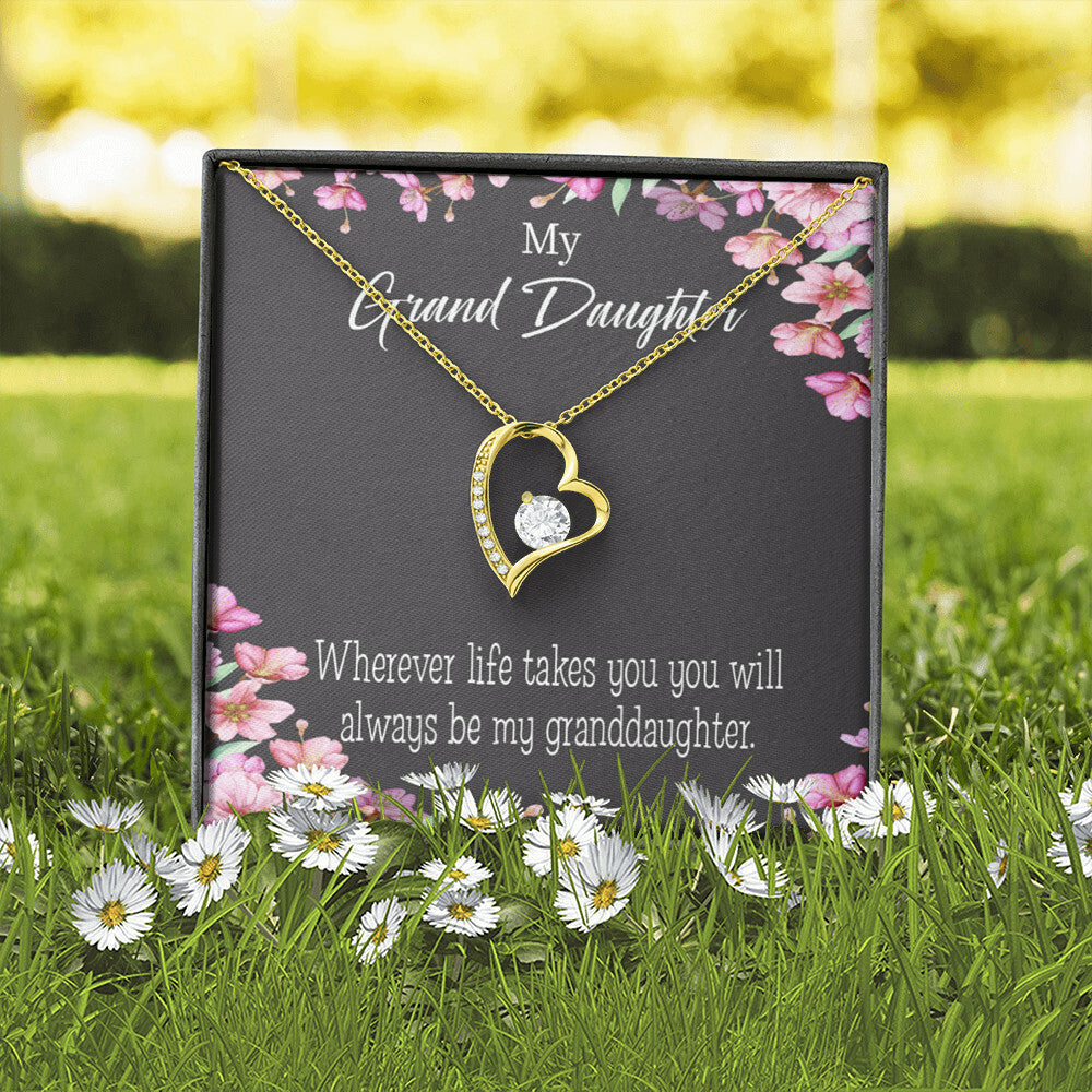 To My Granddaughter Wherever Life Takes You Forever Necklace w Message Card-Express Your Love Gifts