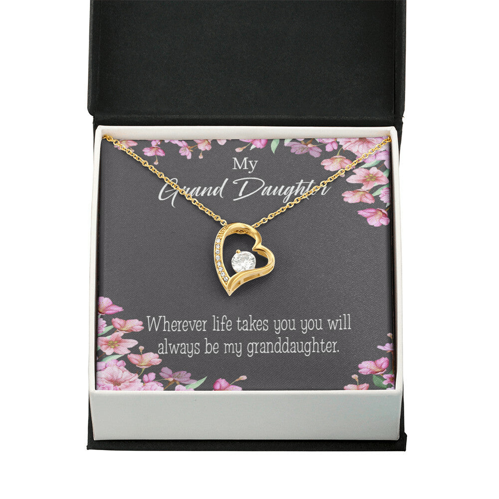 To My Granddaughter Wherever Life Takes You Forever Necklace w Message Card-Express Your Love Gifts