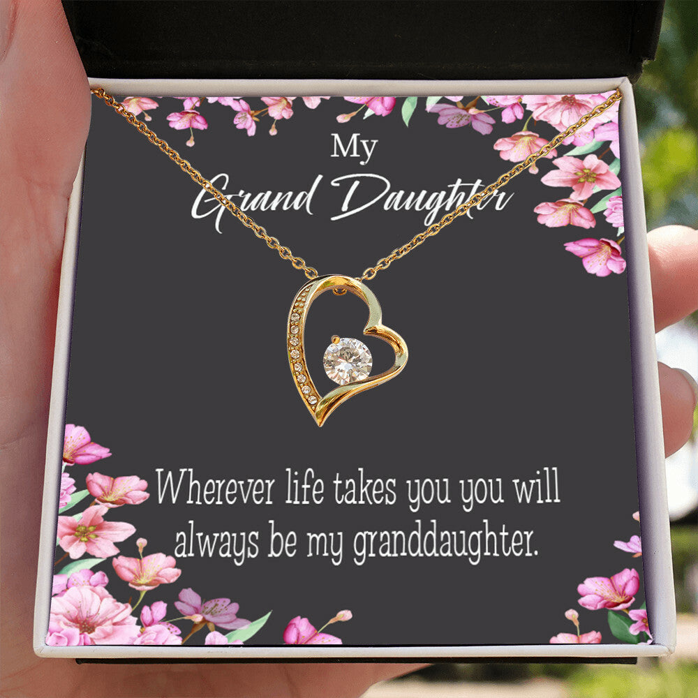 To My Granddaughter Wherever Life Takes You Forever Necklace w Message Card-Express Your Love Gifts