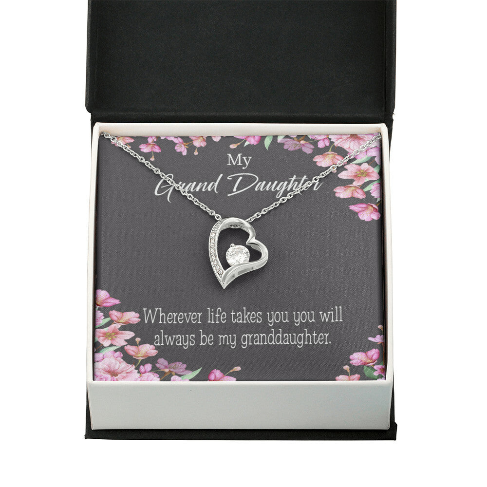 To My Granddaughter Wherever Life Takes You Forever Necklace w Message Card-Express Your Love Gifts