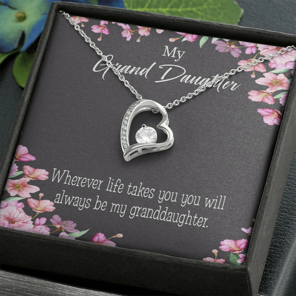 To My Granddaughter Wherever Life Takes You Forever Necklace w Message Card-Express Your Love Gifts