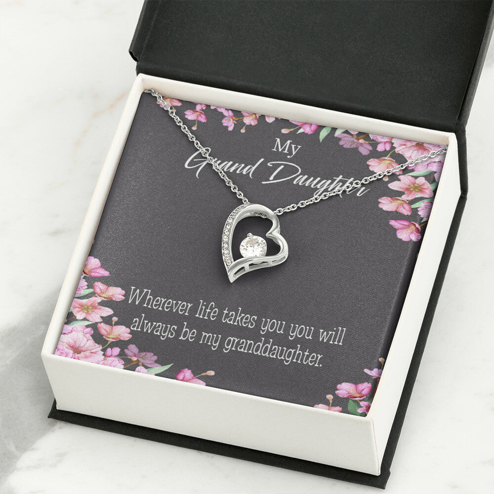 To My Granddaughter Wherever Life Takes You Forever Necklace w Message Card-Express Your Love Gifts