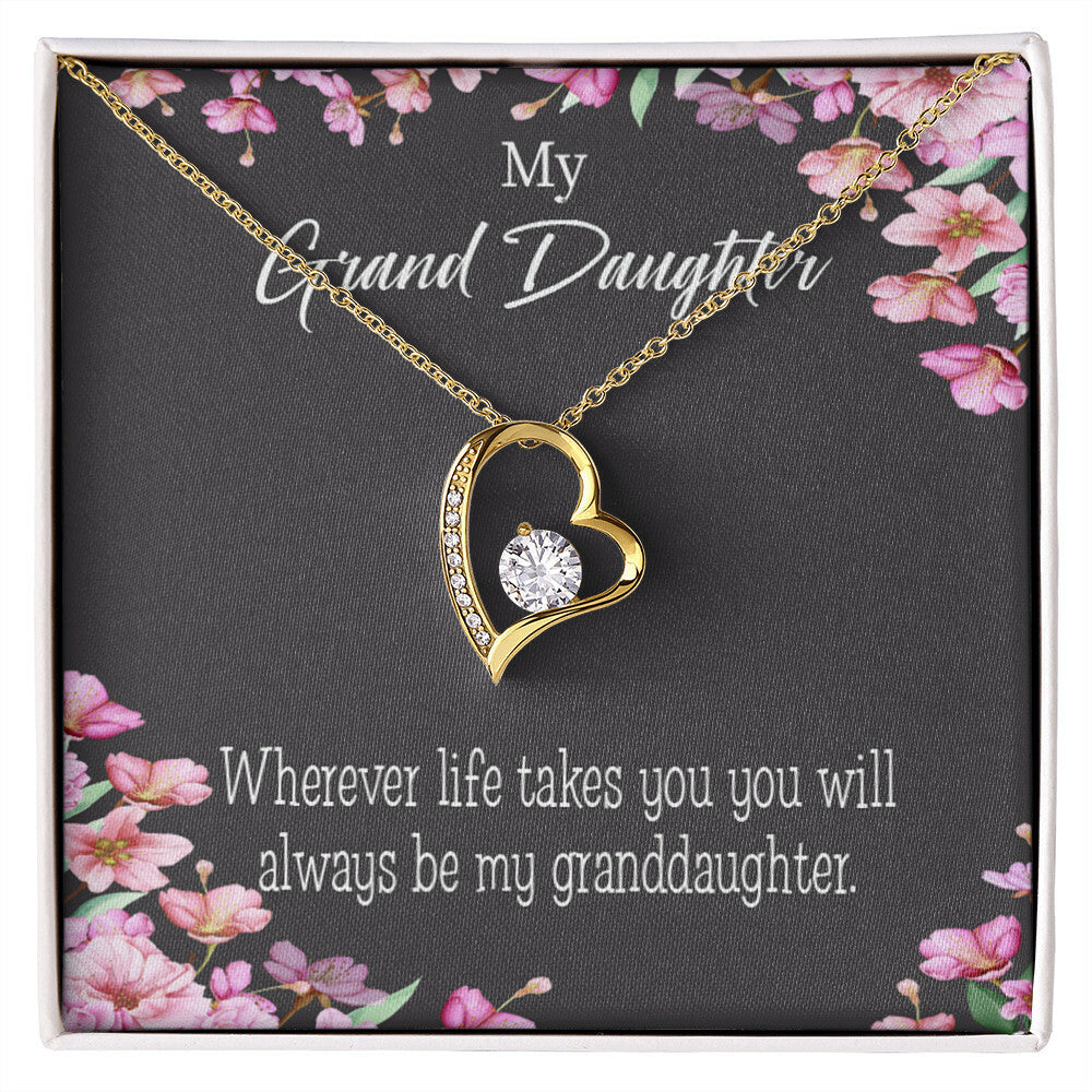 To My Granddaughter Wherever Life Takes You Forever Necklace w Message Card-Express Your Love Gifts