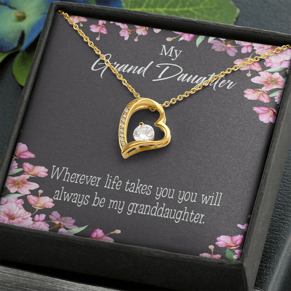 To My Granddaughter Wherever Life Takes You Forever Necklace w Message Card-Express Your Love Gifts