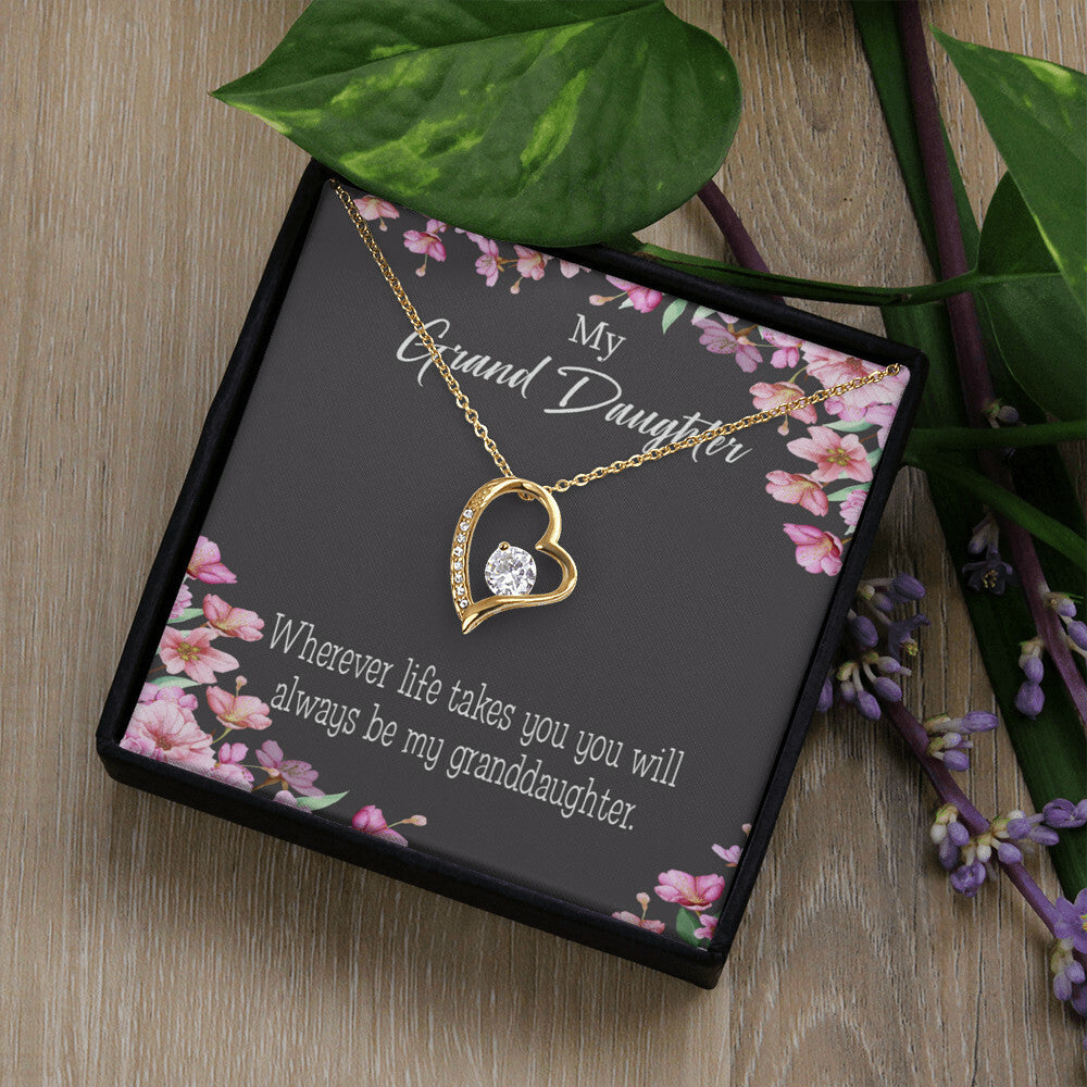 To My Granddaughter Wherever Life Takes You Forever Necklace w Message Card-Express Your Love Gifts