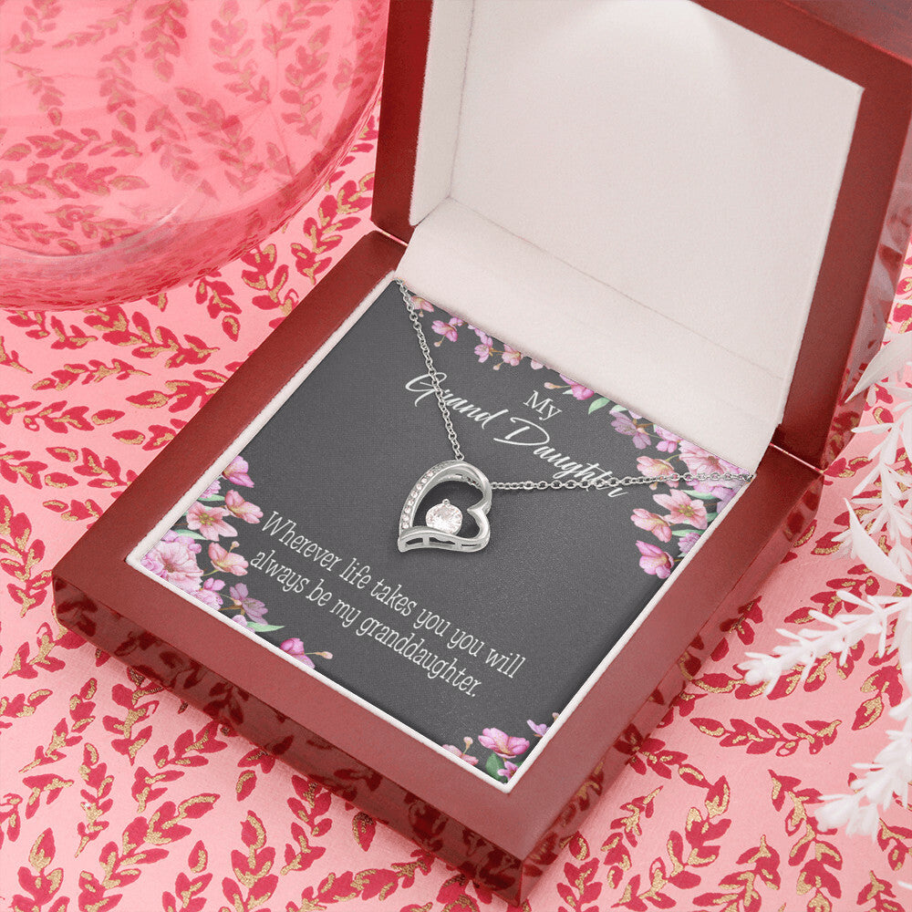 To My Granddaughter Wherever Life Takes You Forever Necklace w Message Card-Express Your Love Gifts