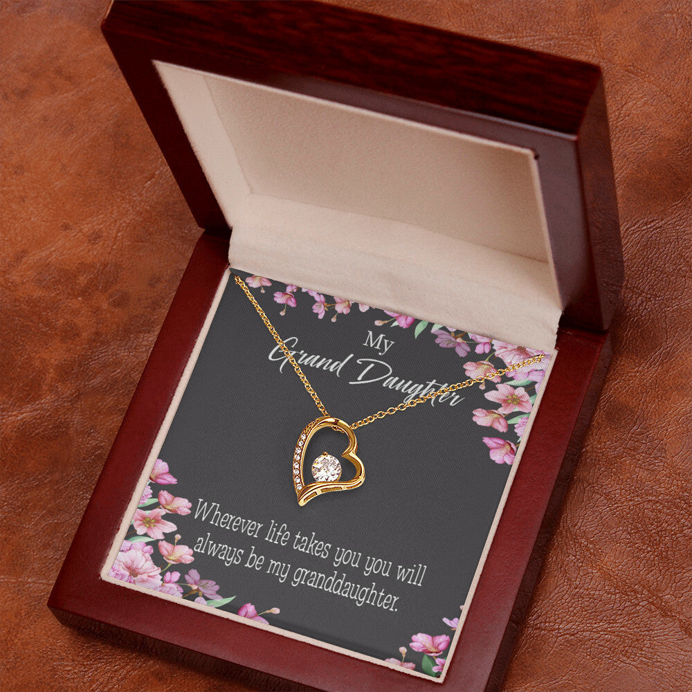 To My Granddaughter Wherever Life Takes You Forever Necklace w Message Card-Express Your Love Gifts
