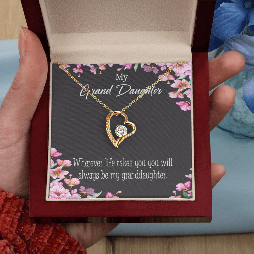 To My Granddaughter Wherever Life Takes You Forever Necklace w Message Card-Express Your Love Gifts