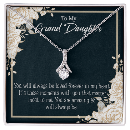 To My Granddaughter You are Amazing Alluring Ribbon Necklace Message Card-Express Your Love Gifts