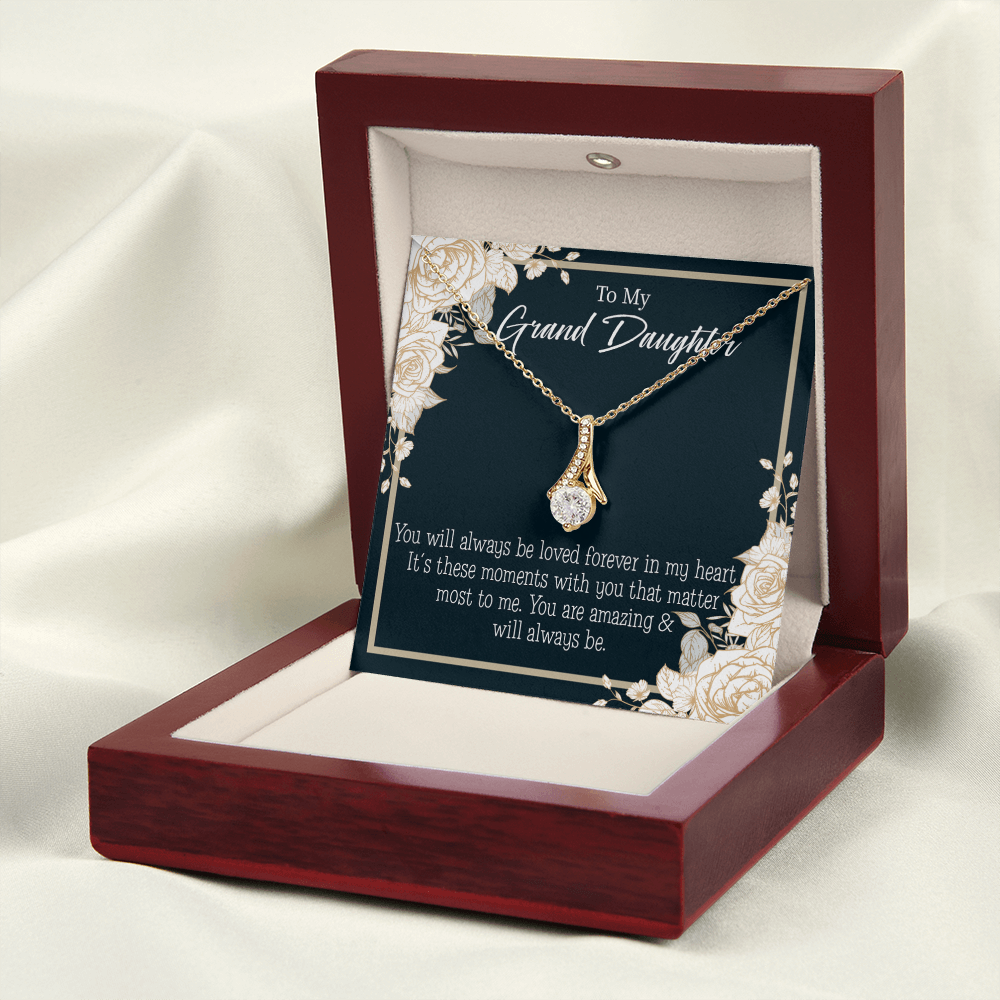 To My Granddaughter You are Amazing Alluring Ribbon Necklace Message Card-Express Your Love Gifts