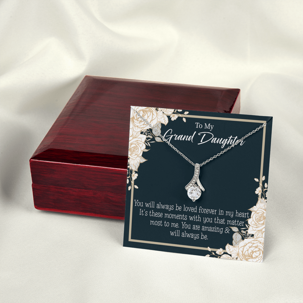To My Granddaughter You are Amazing Alluring Ribbon Necklace Message Card-Express Your Love Gifts