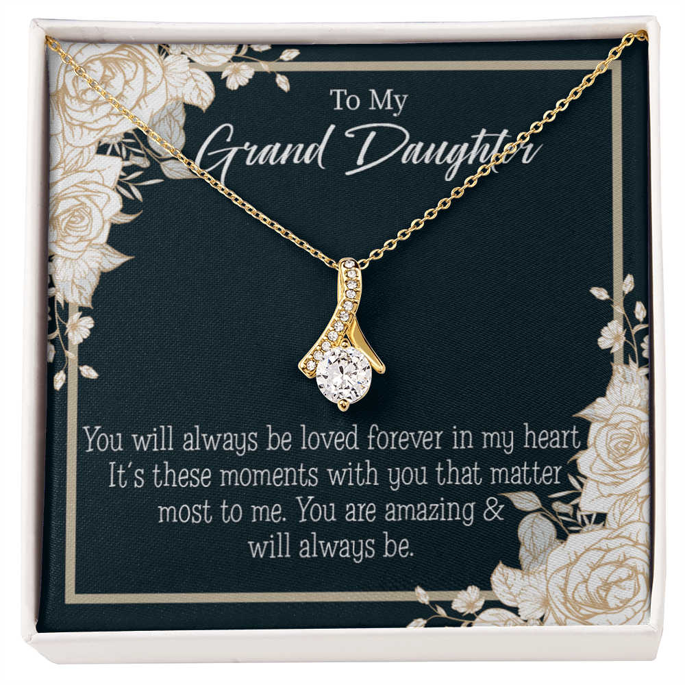 To My Granddaughter You are Amazing Alluring Ribbon Necklace Message Card-Express Your Love Gifts