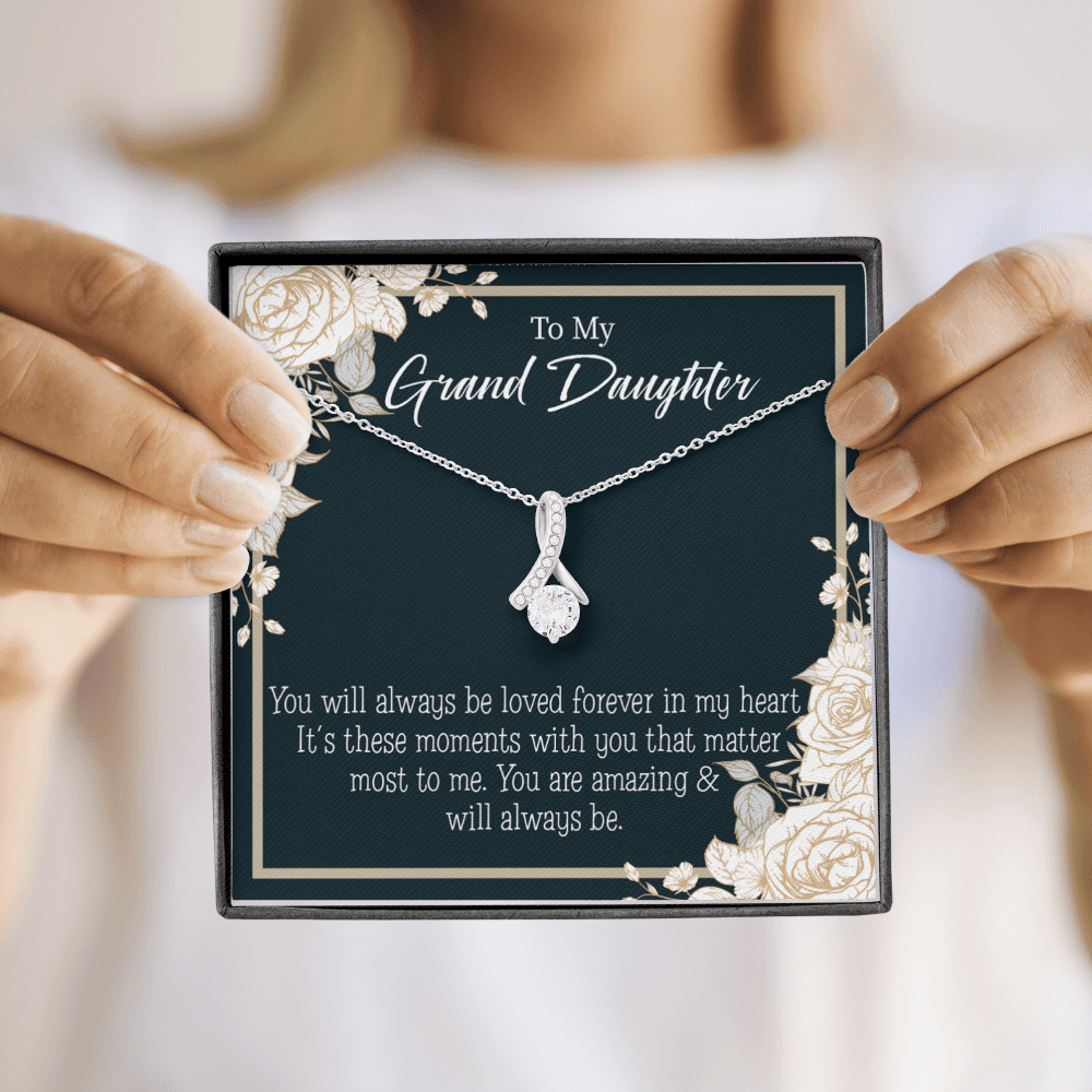 To My Granddaughter You are Amazing Alluring Ribbon Necklace Message Card-Express Your Love Gifts