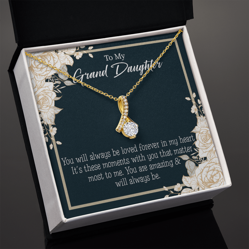 To My Granddaughter You are Amazing Alluring Ribbon Necklace Message Card-Express Your Love Gifts