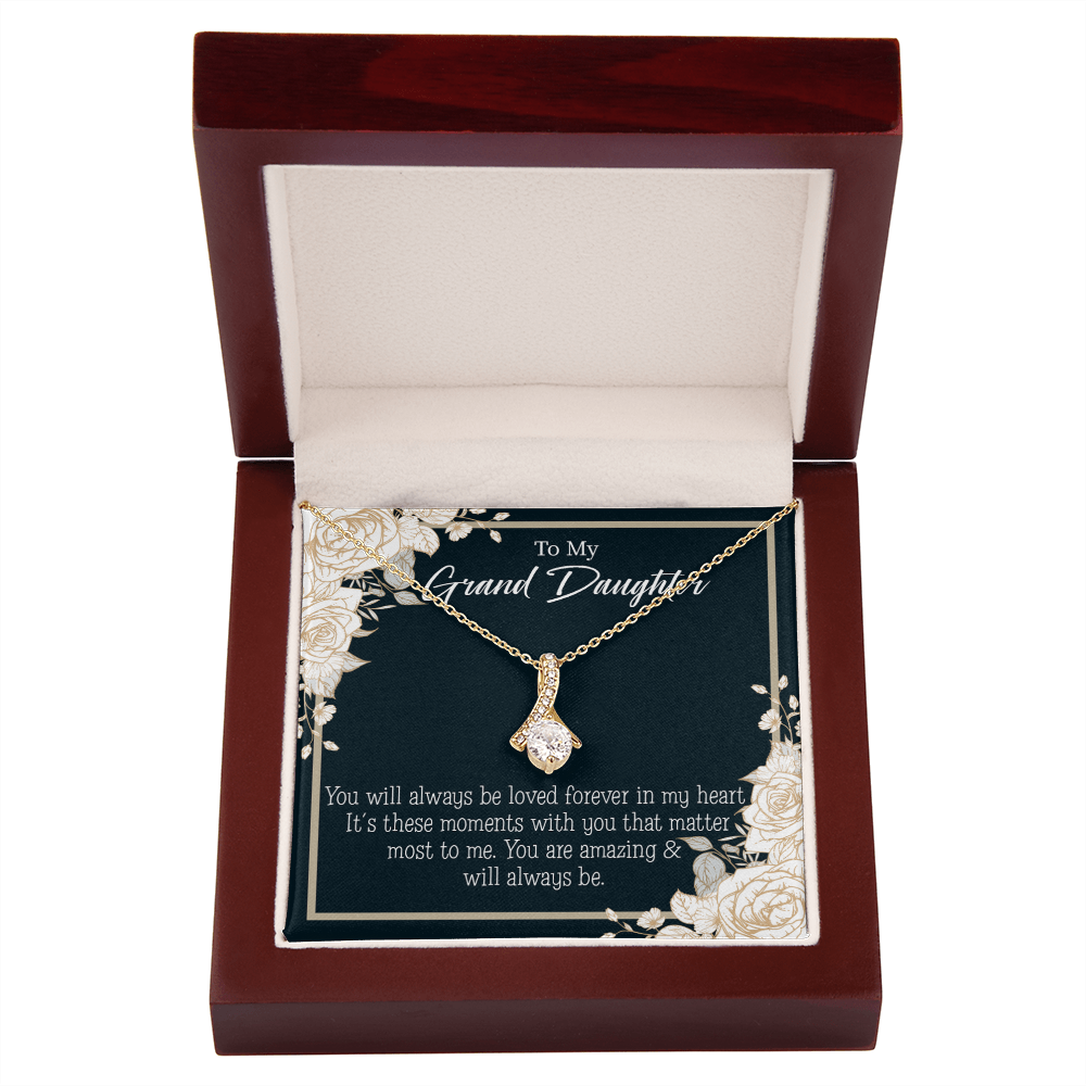 To My Granddaughter You are Amazing Alluring Ribbon Necklace Message Card-Express Your Love Gifts