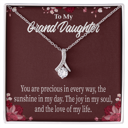 To My Granddaughter You are Precious Alluring Ribbon Necklace Message Card-Express Your Love Gifts