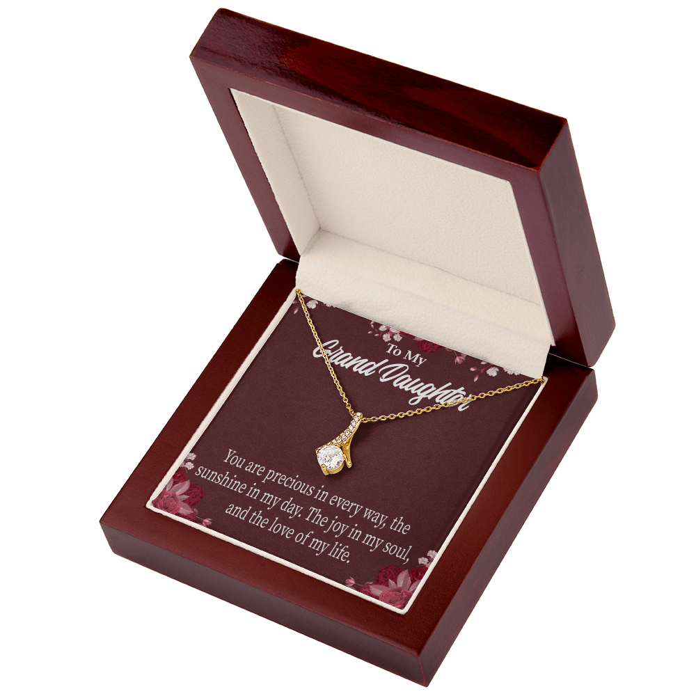 To My Granddaughter You are Precious Alluring Ribbon Necklace Message Card-Express Your Love Gifts