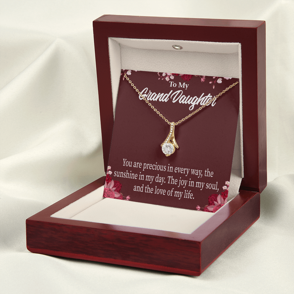 To My Granddaughter You are Precious Alluring Ribbon Necklace Message Card-Express Your Love Gifts