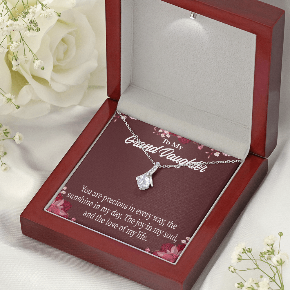 To My Granddaughter You are Precious Alluring Ribbon Necklace Message Card-Express Your Love Gifts