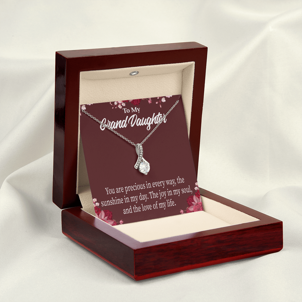 To My Granddaughter You are Precious Alluring Ribbon Necklace Message Card-Express Your Love Gifts
