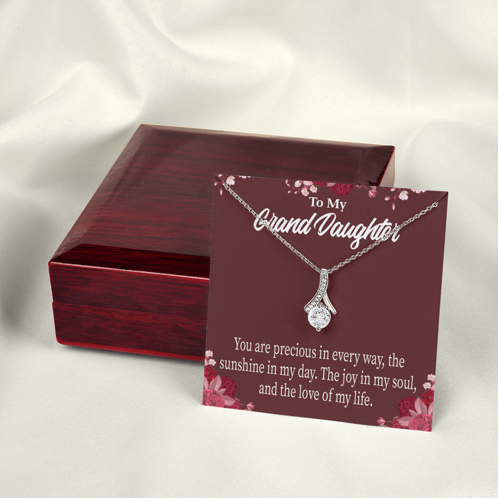 To My Granddaughter You are Precious Alluring Ribbon Necklace Message Card-Express Your Love Gifts