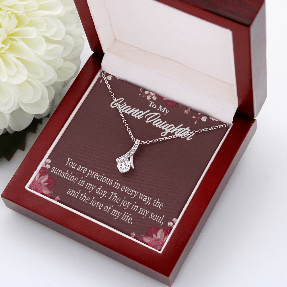 To My Granddaughter You are Precious Alluring Ribbon Necklace Message Card-Express Your Love Gifts