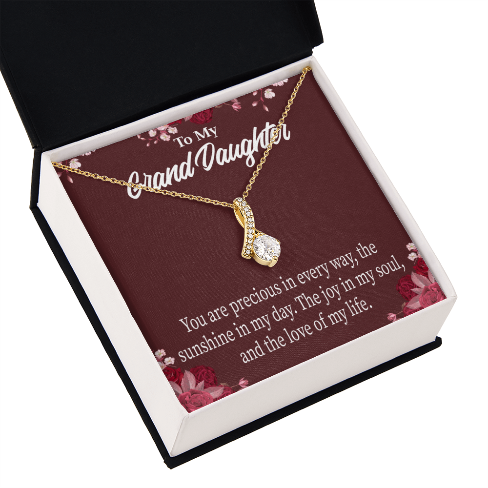 To My Granddaughter You are Precious Alluring Ribbon Necklace Message Card-Express Your Love Gifts