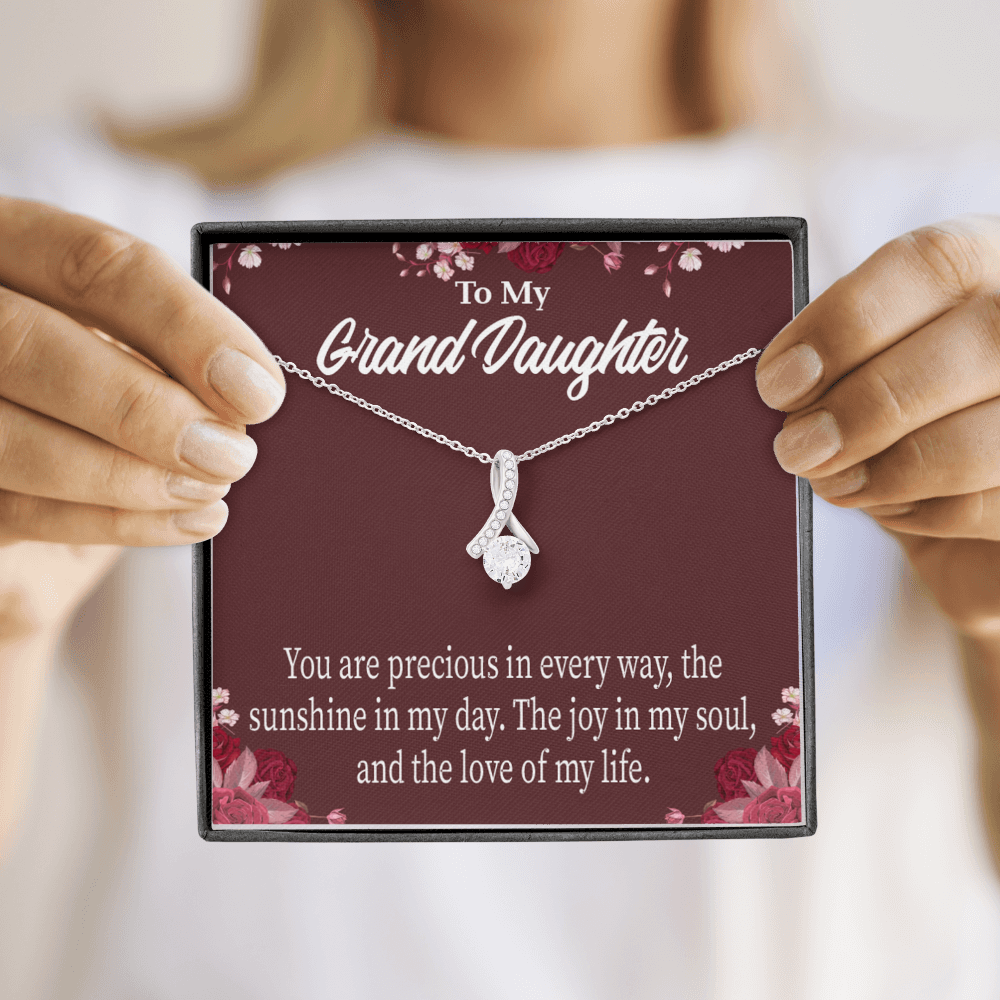 To My Granddaughter You are Precious Alluring Ribbon Necklace Message Card-Express Your Love Gifts