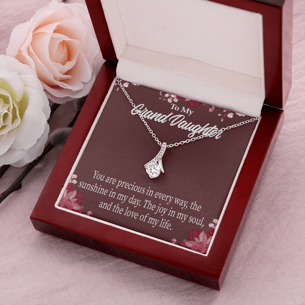 To My Granddaughter You are Precious Alluring Ribbon Necklace Message Card-Express Your Love Gifts