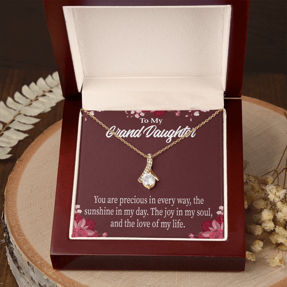 To My Granddaughter You are Precious Alluring Ribbon Necklace Message Card-Express Your Love Gifts
