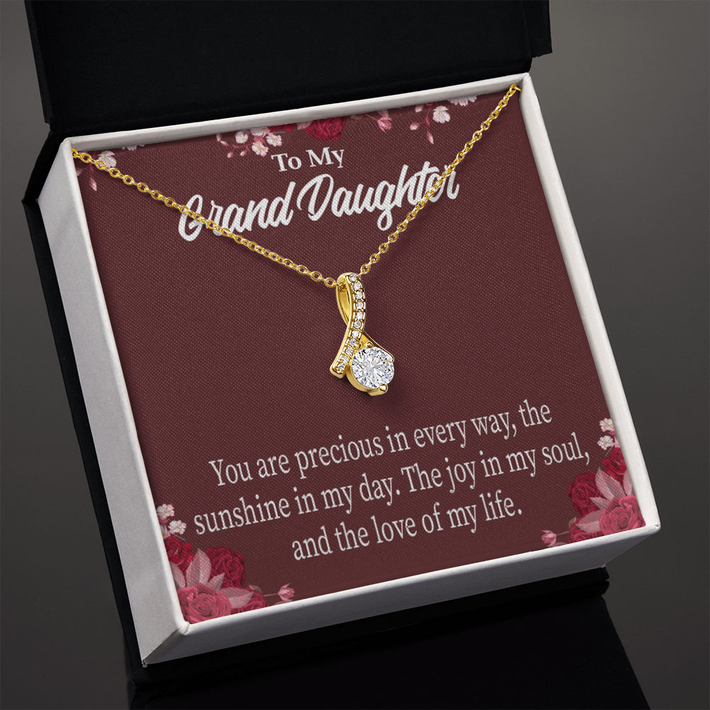 To My Granddaughter You are Precious Alluring Ribbon Necklace Message Card-Express Your Love Gifts