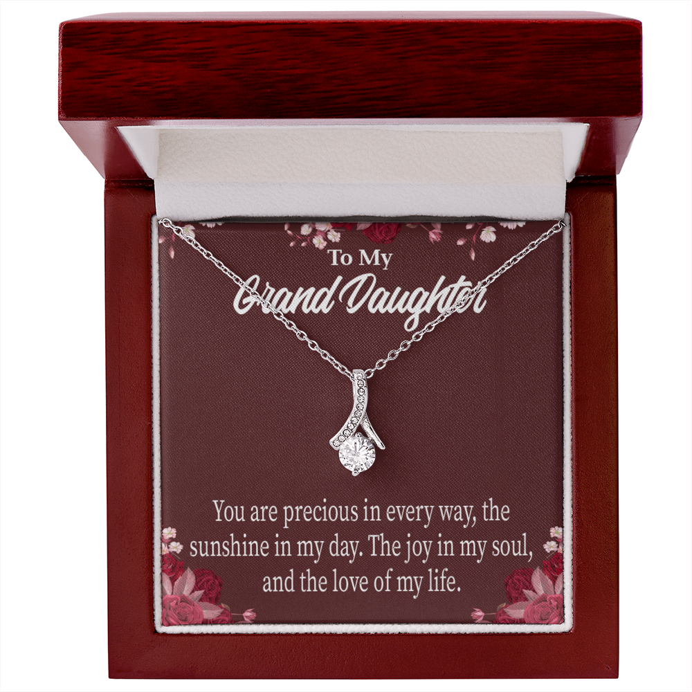 To My Granddaughter You are Precious Alluring Ribbon Necklace Message Card-Express Your Love Gifts
