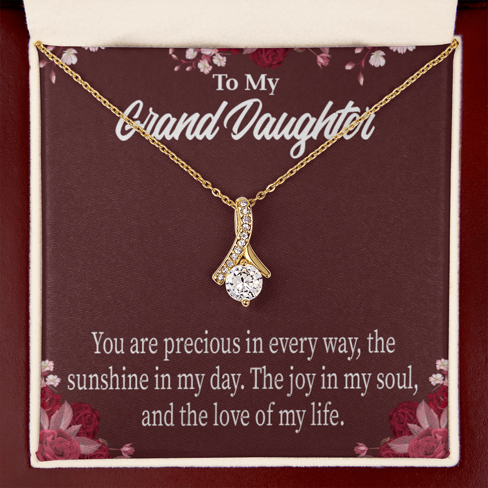 To My Granddaughter You are Precious Alluring Ribbon Necklace Message Card-Express Your Love Gifts