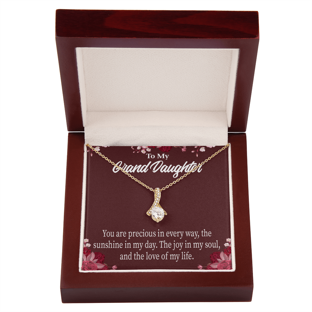 To My Granddaughter You are Precious Alluring Ribbon Necklace Message Card-Express Your Love Gifts